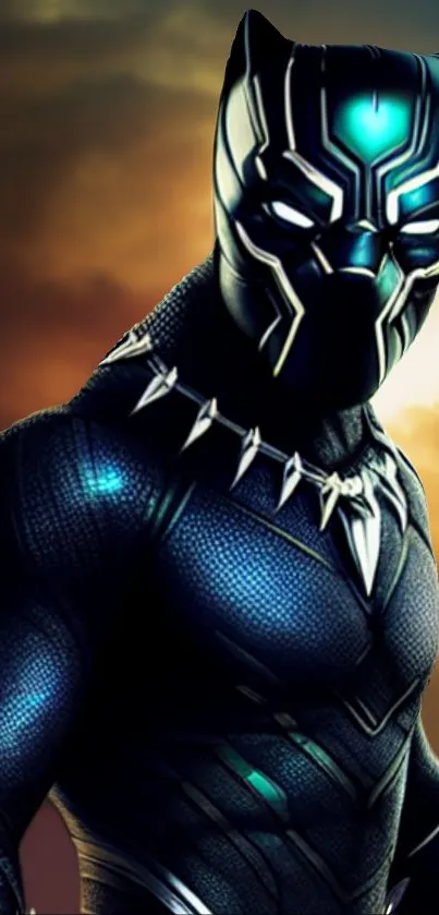 Vivid Black Panther mobile wallpaper with dark blue tones.