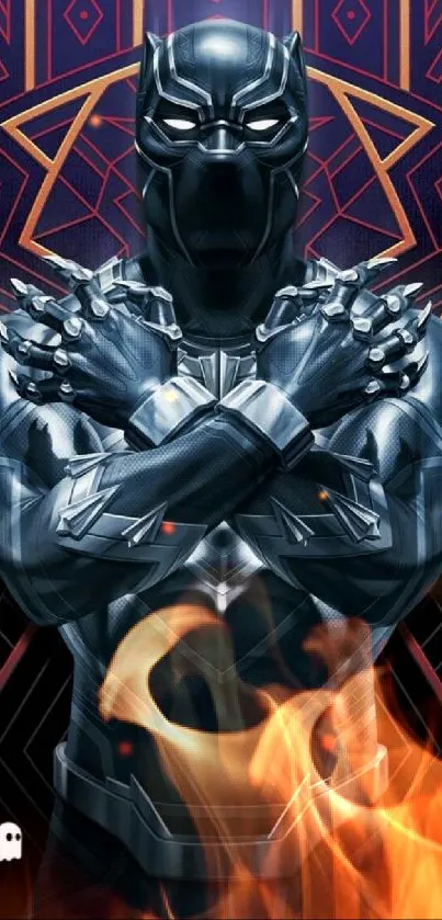 Black Panther themed wallpaper with geometric design.