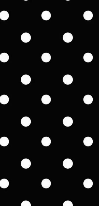 Black and white polka dot mobile phone wallpaper.