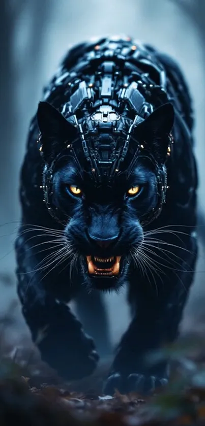 Black Robot Panther Live Wallpaper