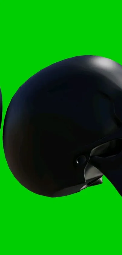 Glossy black skulls on a vibrant green background for edgy phone wallpaper.