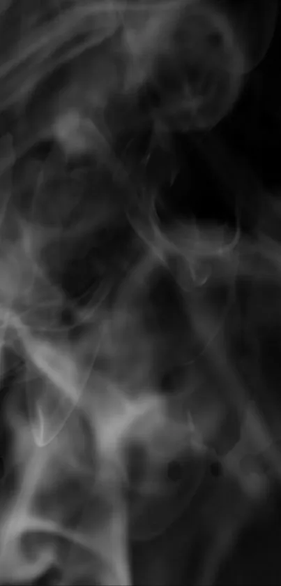 Ethereal black smoke mobile wallpaper pattern.