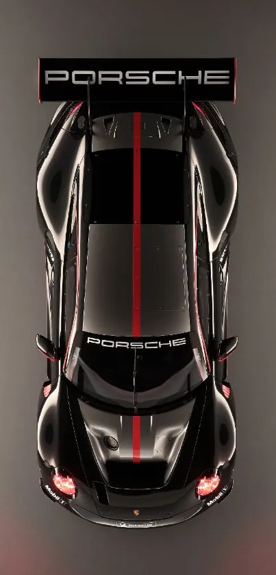 Black sports car top view wallpaper with sleek design.