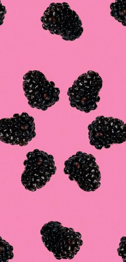 Blackberries on a vibrant pink background wallpaper.