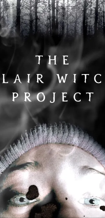 Face in dark forest from Blair Witch film.