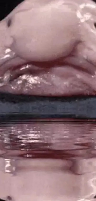 Blobfish with reflection in water creating a unique and quirky mobile wallpaper.