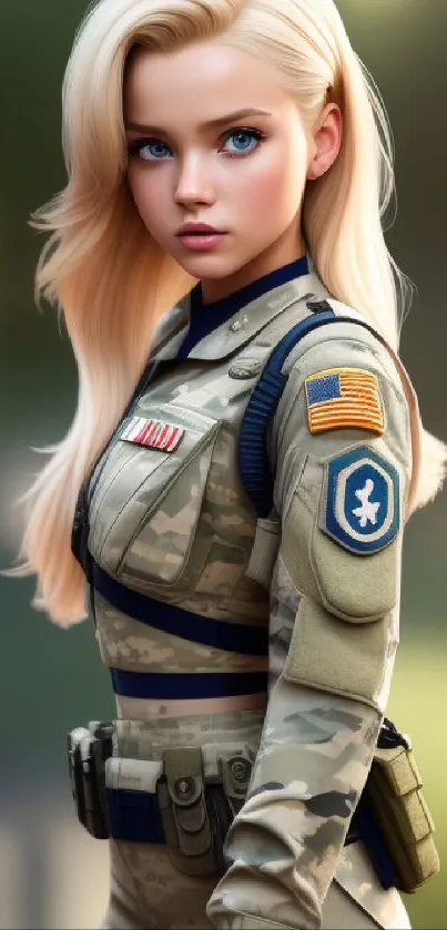 Blonde woman in military uniform wallpaper.