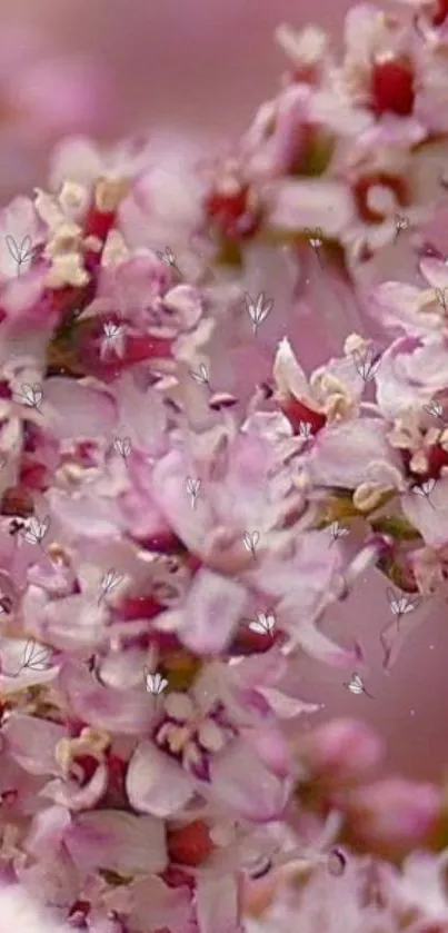 Close-up of delicate pink floral blooms showcasing texture and detail.