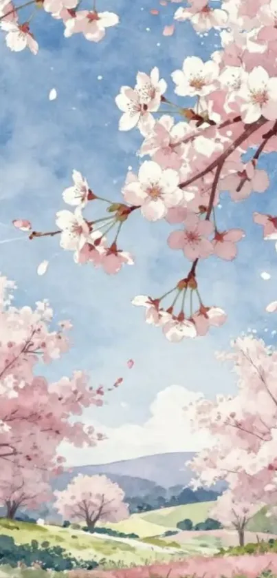 Cherry blossoms with a clear blue sky.