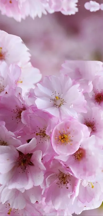 Pink cherry blossoms in full bloom.