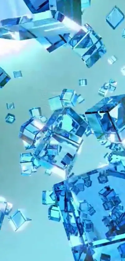 3D cubes in blue creating stunning mobile wallpaper design.