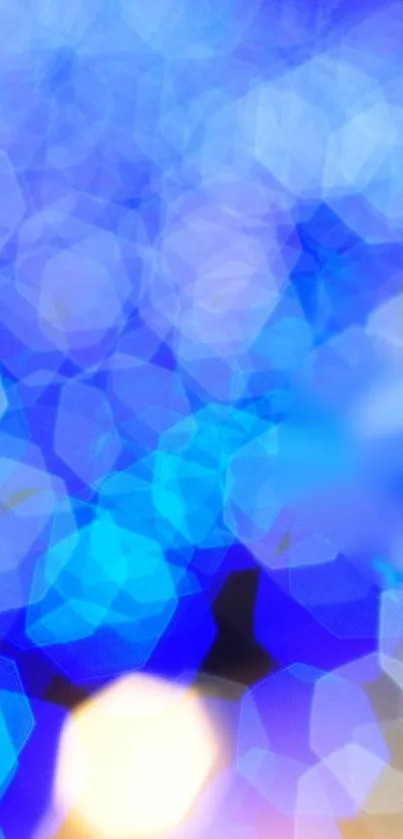 Blue abstract bokeh wallpaper with geometric light effects.