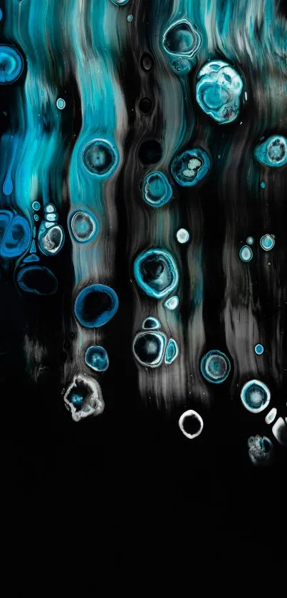 Abstract blue fluid art wallpaper with dark gradient.