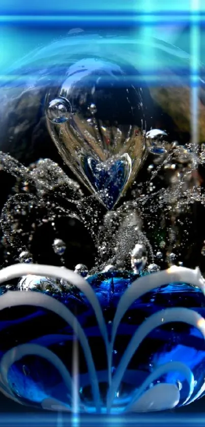 Abstract blue glass orb with intricate patterns and vibrant colors.