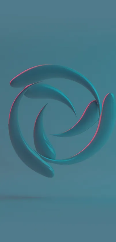 Abstract blue 3D swirl on teal background for mobile wallpaper.