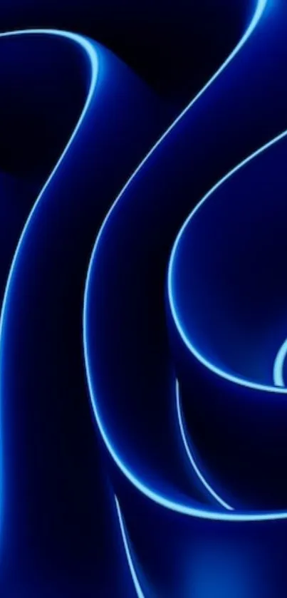 Vibrant blue abstract neon waves wallpaper.