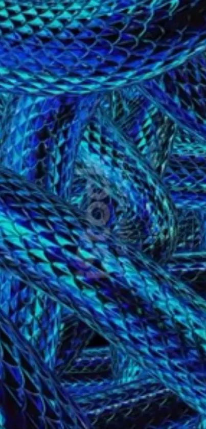 Intricate blue abstract texture with interwoven patterns.