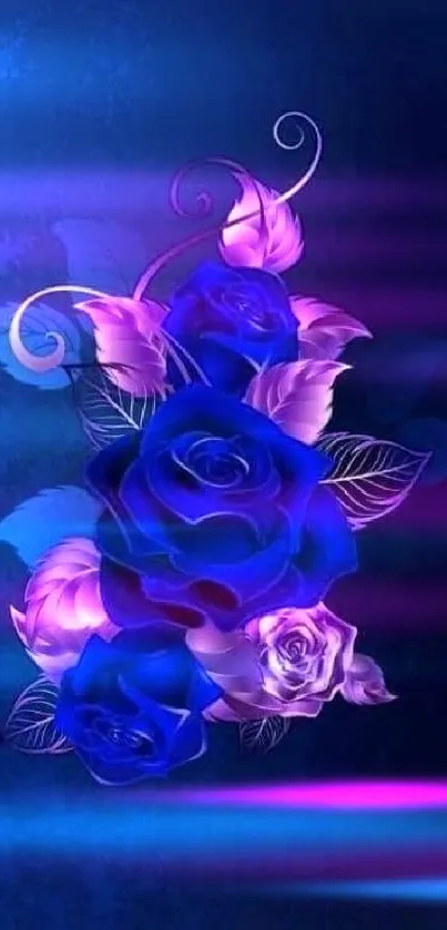 Stunning blue and purple rose art wallpaper for mobile background.