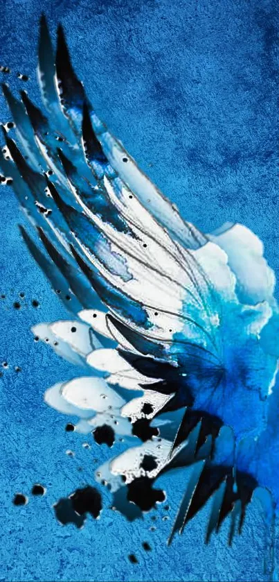 Artistic blue wing design mobile wallpaper with dynamic appeal.