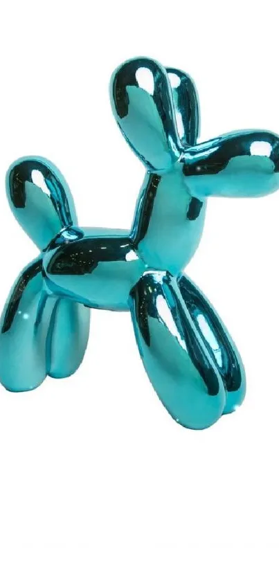 Blue balloon dog sculpture wallpaper on white background.