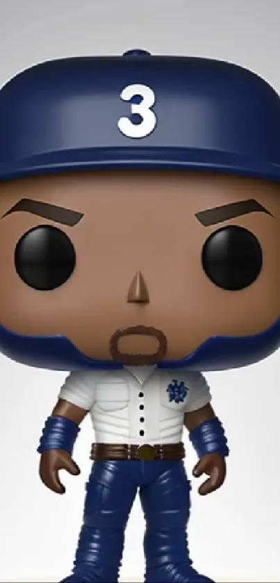 Blue baseball figurine with helmet.