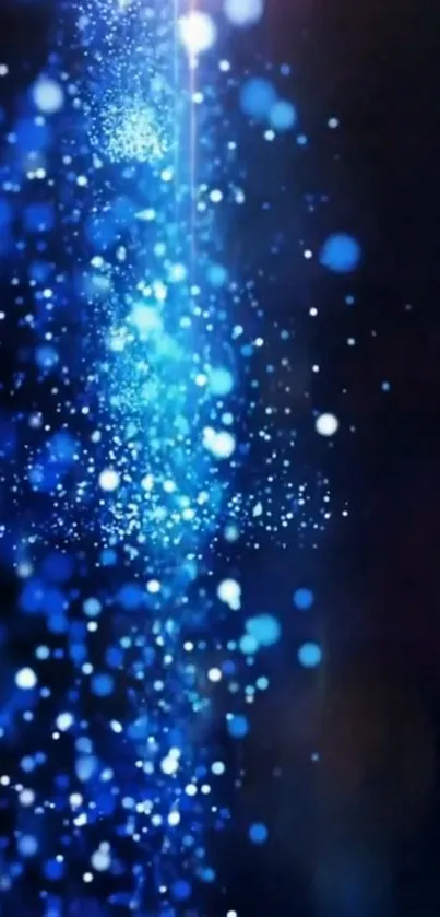 Blue bokeh light effect wallpaper with glowing bubbles on a dark background.