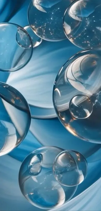 Reflective blue bubble abstract wallpaper.