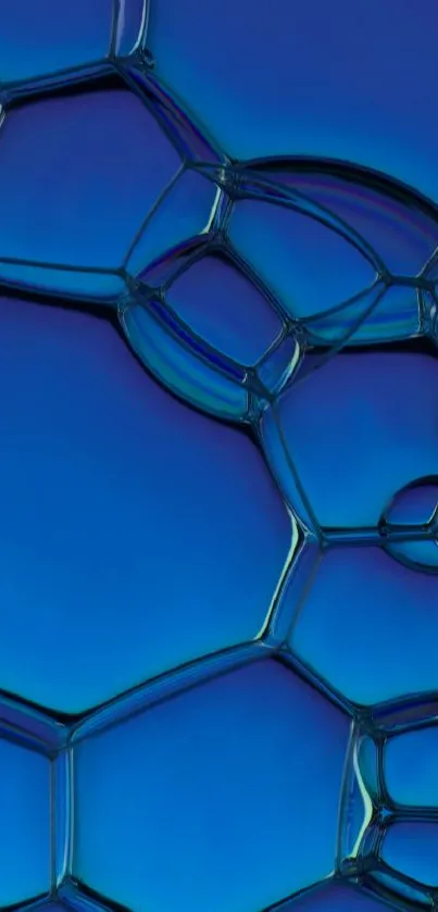 Close-up of blue bubbles forming an abstract pattern.