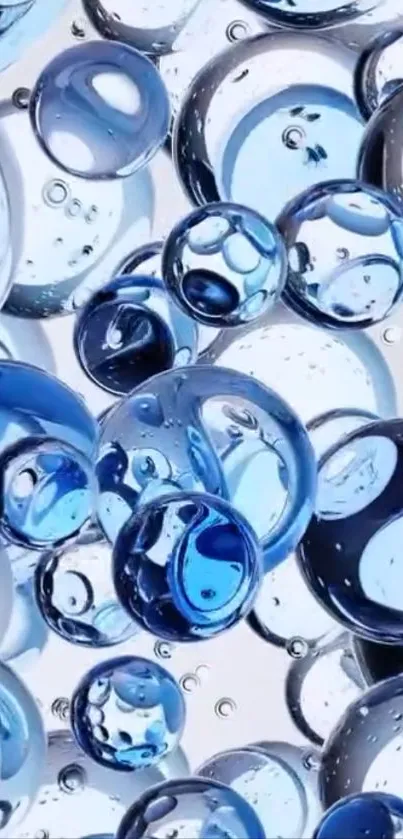 Abstract wallpaper with blue bubbles and spheres design.
