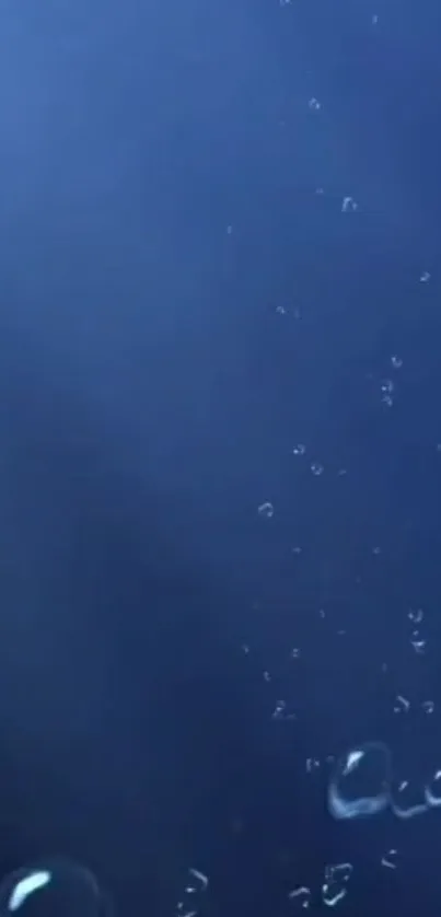 Minimalistic blue wallpaper with floating bubbles.