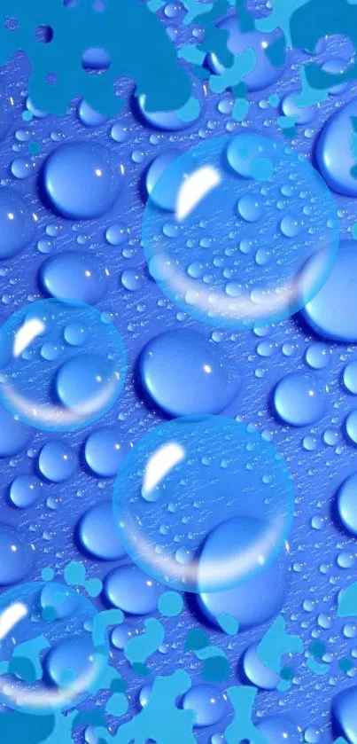 Vibrant blue bubbles with water drop texture.