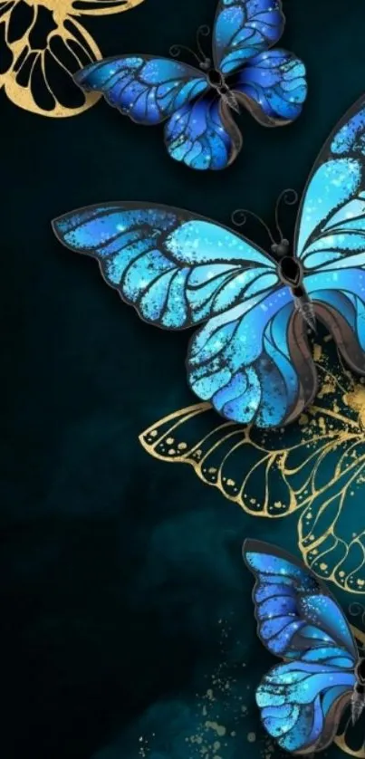 Vivid blue butterflies with artistic design.