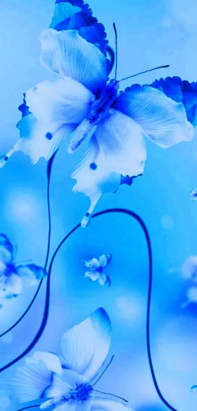 Blue butterfly wallpaper with vibrant hues.