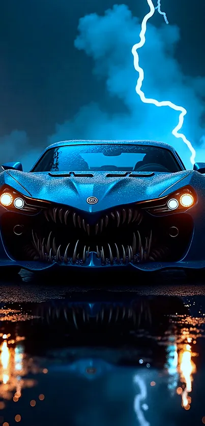 Blue Car With Teeth Live Wallpaper