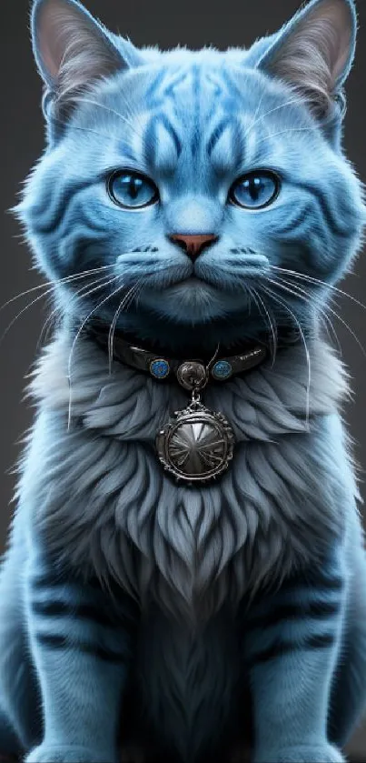 Adorable blue cat with shiny eyes, perfect for a phone wallpaper.