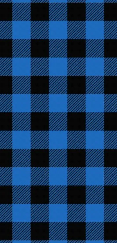 Blue and black checkered mobile wallpaper pattern.