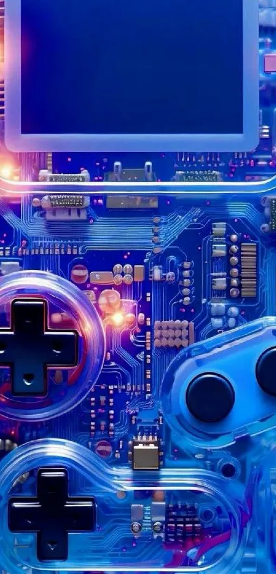 Vibrant retro gaming circuit board wallpaper.