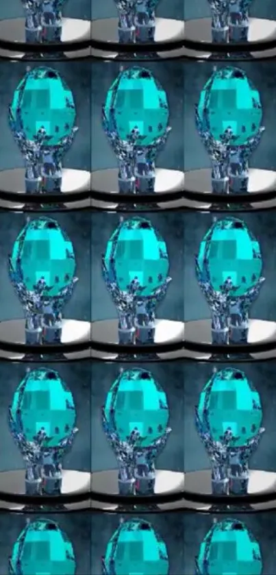 Repeating pattern of blue crystal cubes.