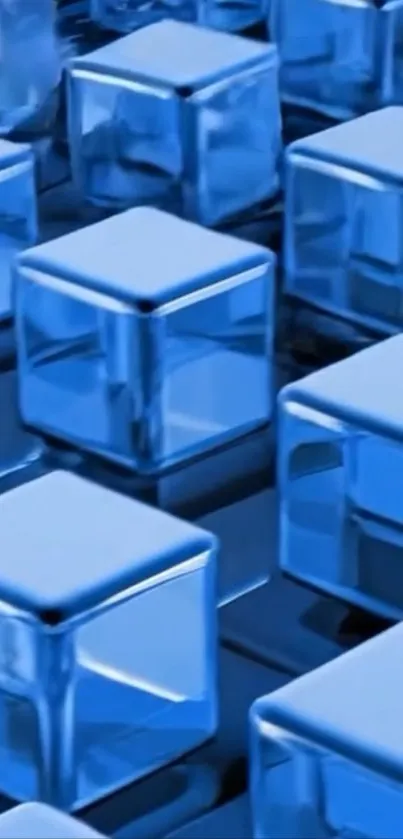 3D blue transparent cubes wallpaper design.