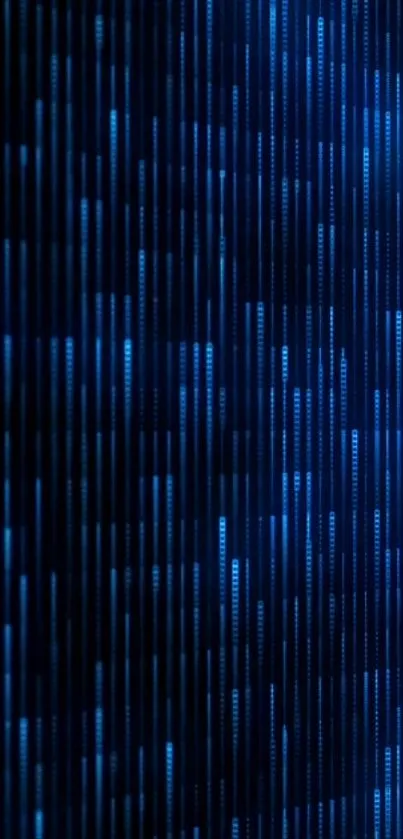 Abstract wallpaper with vertical blue digital lines on a dark background.