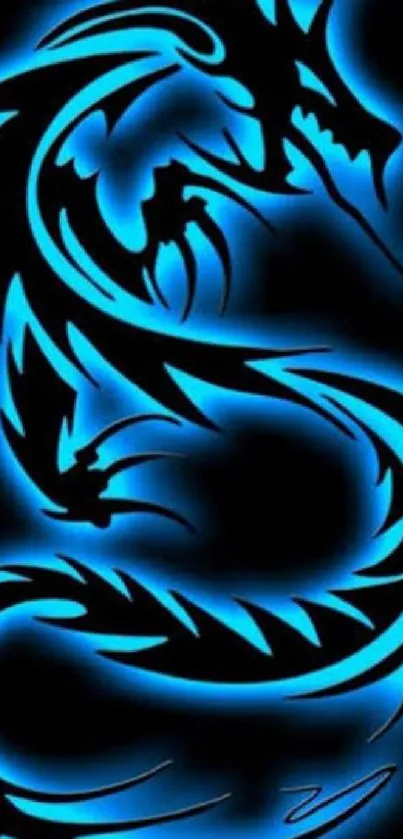 Blue dragon with glowing aura mobile wallpaper.