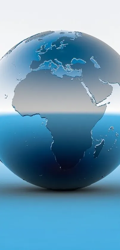 A reflective blue Earth globe on a gradient background.