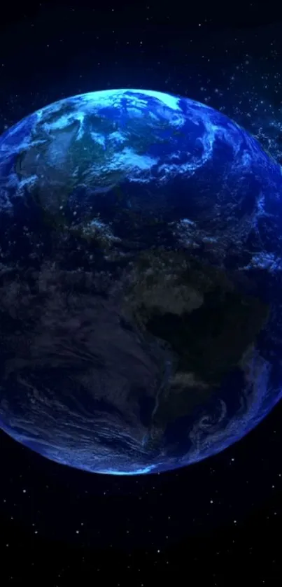 Vibrant dark blue earth mobile wallpaper from space.