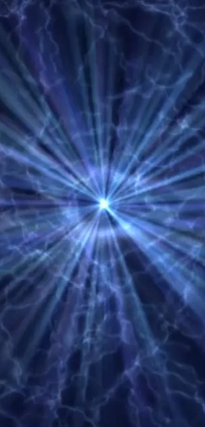 Dynamic blue energy burst wallpaper for mobile with radiant beams.