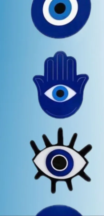 Blue eye protection symbols in wallpaper design.