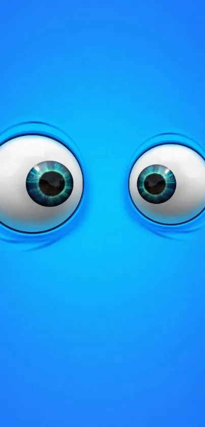 Blue wallpaper with 3D eyeballs for phone background.