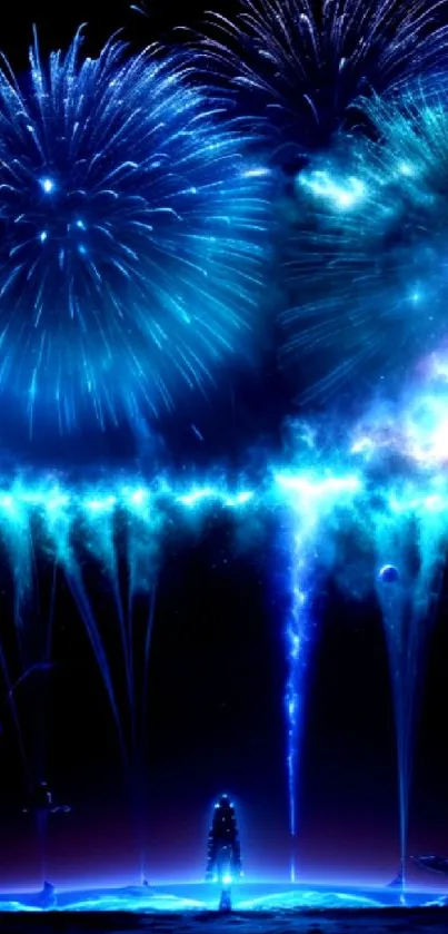 Blue Fireworks Light Live Wallpaper