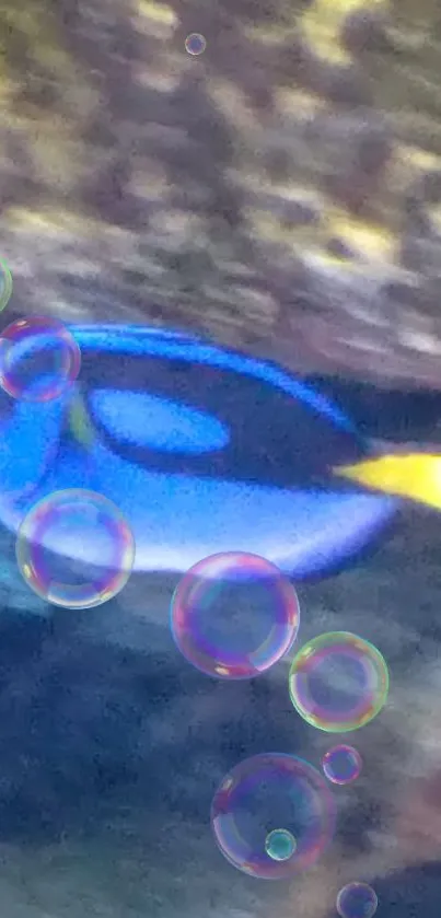 Vibrant blue fish swimming in a natural underwater environment.