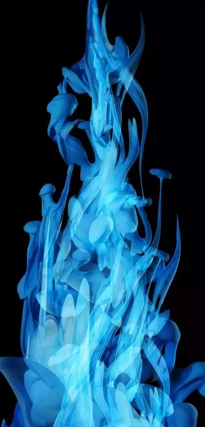 Vibrant blue flame mobile wallpaper on a dark background.