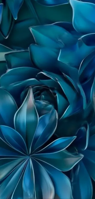 Blue floral abstract design with layered petals.